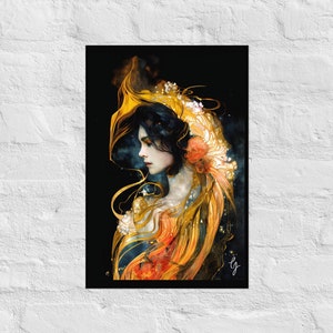 Art Nouveau Print, Art Deco print, Goddess Of Fire, Zodiac Print, Leo Print, Aries Print,Sagittarius Print, Fire Sign Matte Print, Boho Art