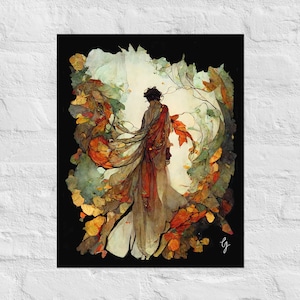 Art Nouveau Print, Cottagecore Print, Herbst Print, Herbst Print, Art Deco Print, Spirit of Autumn, Matt Giclée Poster Print