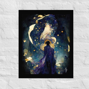 Gift Art Print, Art Nouveau Print, Art Deco Print Galaxy #4, Galaxy Print, Cosmic Print, Stars Print, Celestial Print, Matte Poster Print