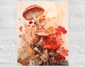 Mushroom Art Print #2, Fungi Art, Botanical Art, Boho Art, Watercolor, Fungus Art, Mushroom Poster, Cottagecore Art,Fall Decor, Autumn Print