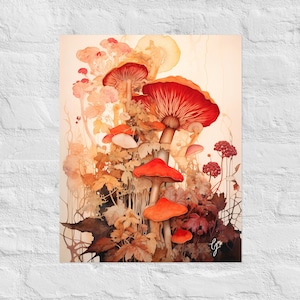 Mushroom Art Print #4, Fungi Art, Botanical Art, Boho Art, Watercolor, Fungus Art, Mushroom Poster, Cottagecore Art,Fall Decor, Autumn Print