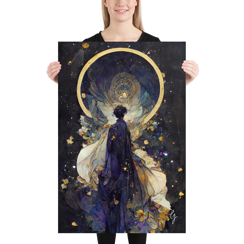 Face Full of Stars Galaxy #5, Matte Giclée Print, Art Nouveau Print, Large Art Print, Wall Art, Stars Art, Cosmic Art Print