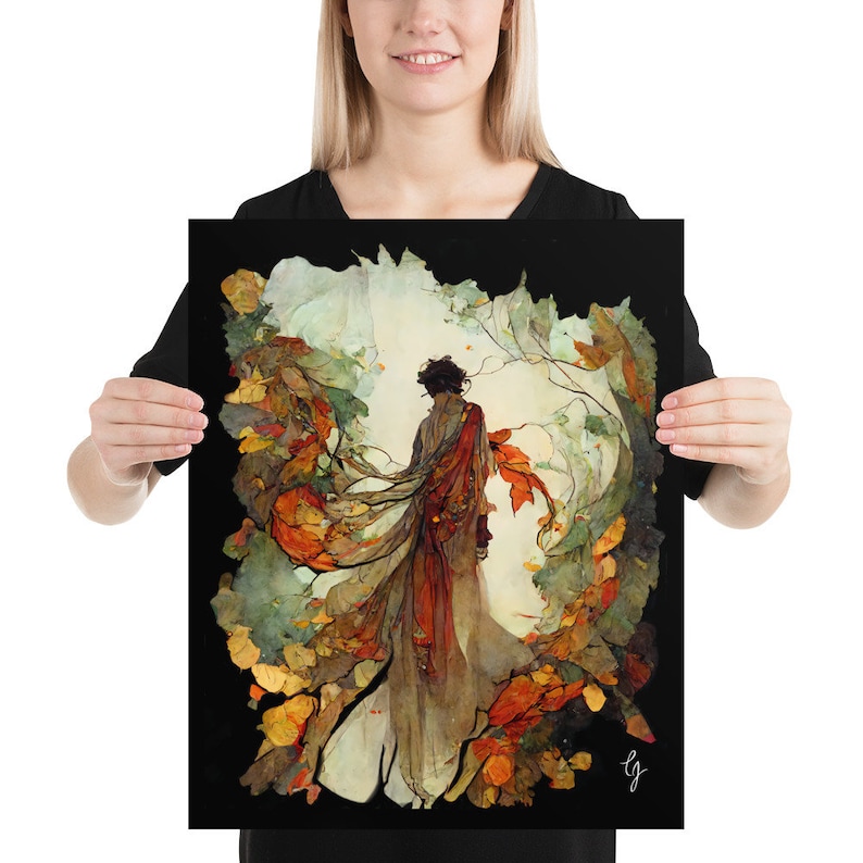 Art Nouveau Print, Art Deco Print Spirit of Autumn, Matte Giclée Poster Print