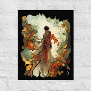 Art Nouveau Print, Cottagecore Print, Fall Print, Boho Art Print, Art Deco Print, Spirit of Autumn, Matte Poster Print, Gift Art Print