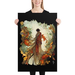 Art Nouveau Print, Art Deco Print Spirit of Autumn, Matte Giclée Poster Print