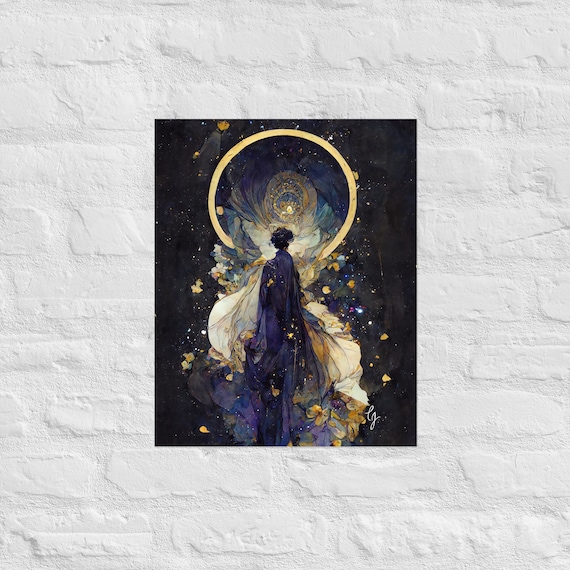 Face Full of Stars Galaxy Print #5, Matte Giclée Print, Art Nouveau Print, Large Art Print, Wall Art, Stars Art, Cosmic Art Print
