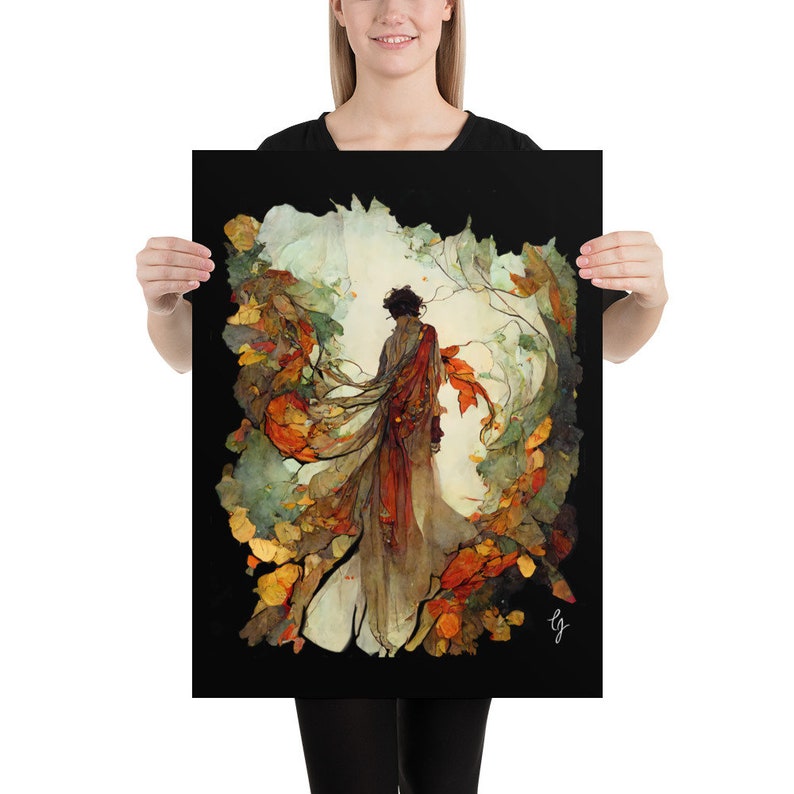 Art Nouveau Print, Art Deco Print Spirit of Autumn, Matte Giclée Poster Print