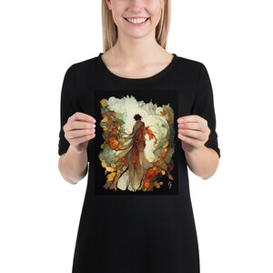 Art Nouveau Print, Art Deco Print Spirit of Autumn, Matte Giclée Poster Print