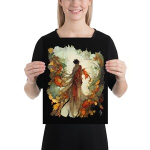 Art Nouveau Print, Art Deco Print Spirit of Autumn, Matte Giclée Poster Print