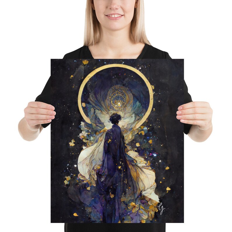 Face Full of Stars Galaxy #5, Matte Giclée Print, Art Nouveau Print, Large Art Print, Wall Art, Stars Art, Cosmic Art Print