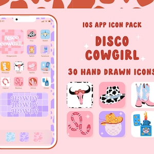 Disco Cowgirl App Icons iOS 14 Retro Western App Icons Cosmic Cowgirl Iphone Wallpaper Social Media Icons iOS 15 App Icons
