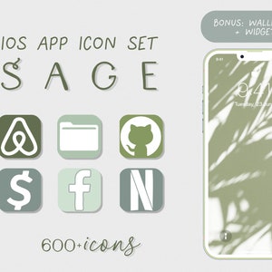Sage Green App Icons iPhone iOS 14 15 Aesthetic App Icons Green Pack Iphone Wallpaper Botanical Ios 15 App Icons Bundle