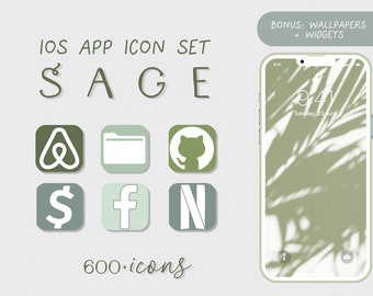 Sage Green App Icons: Botanical iOS Theme (Digital Download)