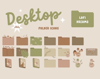 Retro Lofi Dreams Desktop Organizer Wallpaper Desktop Icons for Mac, Windows
