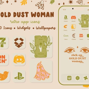 iOS 14 Retro Witch App Icons Stevie Nicks Retro Halloween App Icons Disco Cowgirl Iphone Wallpaper Social Media Icons iOS 15 App Icons
