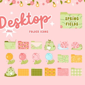 Spring Fields Desktop Organizer Macbook Folder Icons Cottagecore Desktop Wallpaper Kawaii Desktop Icons for Computer, Mac, Windows