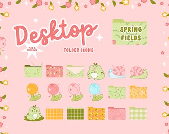Spring Fields Desktop Organizer Macbook Folder Icons Cottagecore Desktop Wallpaper Kawaii Desktop Icons for Computer, Mac, Windows
