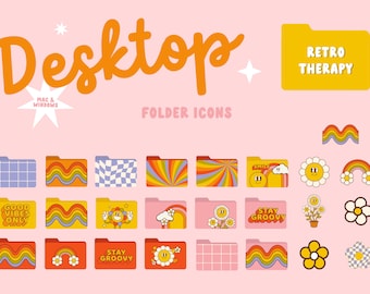 Retro Therapy Desktop Organizer Wallpaper Desktop Icons for Mac, Windows