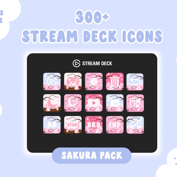 ICONES STREAM DECK Sakura Pink Dreamy Streamer Cherry Flower Japanese Steam Deck Boutons économiseur d'écran | Twitch | Discorde | Youtube | Elgato