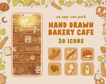 French Fox Bakery App Icons Hand Drawn iPhone iOS 14 15 & Android Kawaii Matcha Brown Fall Iphone Wallpaper Widgets Ios Icons Bundle