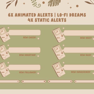 Geanimeerde Retro LOFI Twitch Alerts Cute Minimalistische Gezellige Twitch Overlay Geanimeerde Scherm Gameboy Stars Nieuwe Sub, Cheer, Bits, Stream Add-on