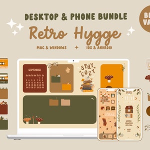 Retro Hygge Desktop Organizer, Ios Icon Pack Bundle (digital Download
