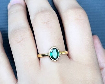 the dome emerald ring • adjustable gold gemstone ring