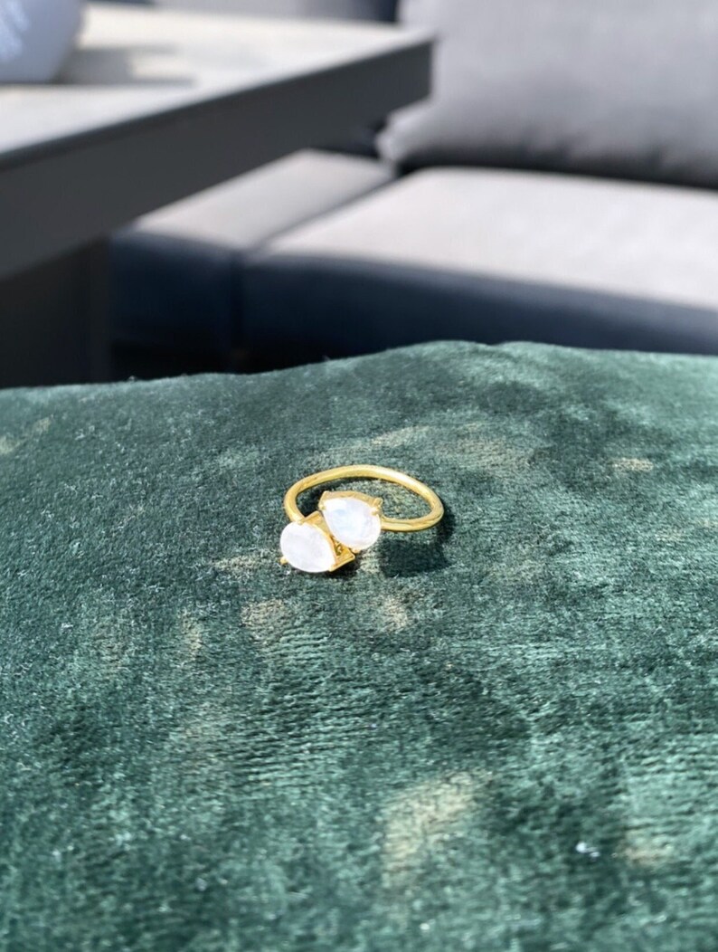 teardrop moonstone ring, adjustable