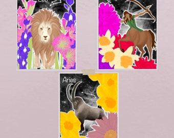 Zodiac Prints (Digital Illustration/Astrology/Zodiacs/Art Prints)
