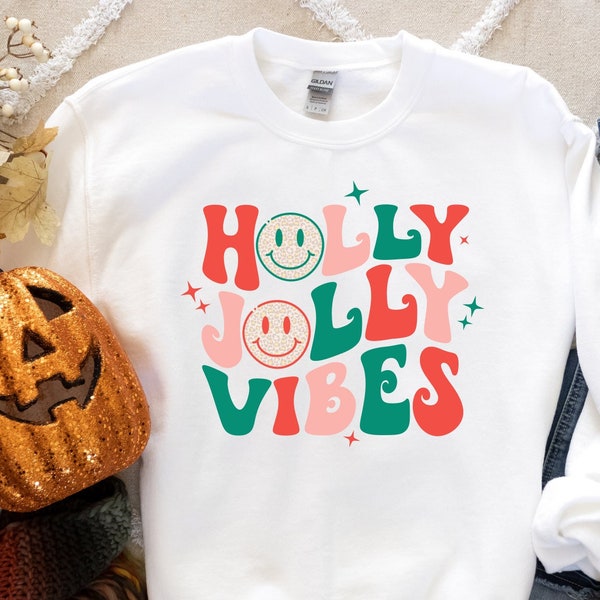 Holly Jolly Vibes Shirt, Christmas Sweatshirt, Christmas Gift, Retro Xmas Sweatshirt, Holiday Shirt, Xmas Shirt, Funny Christmas Shirt