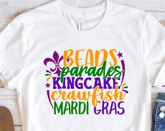 Beads Parades Kingcake Crawfish Mardi Gras Shirt, Mardi Gras Shirt, Carnival Shirt, Mardi Gras Party Tee, Fat Tuesday Shirt, Festival Shirt