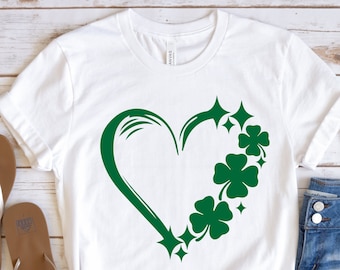 Shamrock Clover Heart Shirt, St. Patrick's Day Shirt Women, St. Patrick's Day Sweatshirt, Lucky Shirt, Shamrock Shirt, Irish Gifts