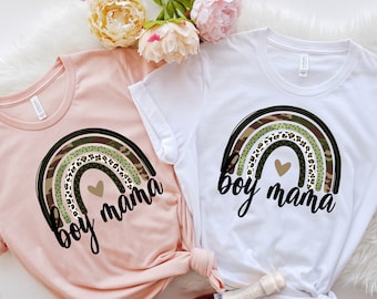 Boy Mama Leopard Rainbow Shirt, Leopard Mom Shirt, Birthday Mom Gift Shirt, Mothers Day Shirt, Boy Mama Shirt, Leopard T-Shirt, Mom Shirt