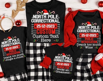 Custom North Pole Correctional Silhouette Shirt, Christmas Shirts, Funny Christmas Shirts, Family Matching Christmas Shirt, Holiday Shirt