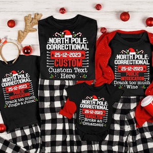 Custom North Pole Correctional Silhouette Shirt, Christmas Shirts, Funny Christmas Shirts, Family Matching Christmas Shirt, Holiday Shirt