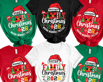 Personalized Christmas Shirt, Name on Santa Hat, Custom Family Christmas Shirt, Matching Christmas Shirts, Christmas 2026 Shirt
