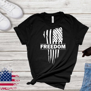 Freedom 4th of July TShirt, Weathered Vertical American Flag Shirt, Independence Day Tee, Patriotic Shirt, Fourth Of July, Free American Tee