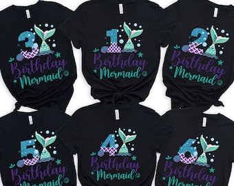 Birthday Mermaid Shirt, Girls Mermaid Birthday Shirt, Any Age Birthday Shirt, Mermaid Girl Birthday Party Shirt, Mermaid Toddler Shirt