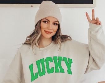 Lucky Sweatshirt, St. Patrick's Day Shirt, St. Patrick's Day Sweatshirt,  Lucky Shirt, Shamrock Shirt, Irish Gifs, Cute St Paddys Shirt