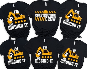 Construction Crew Shirt, Construction Birthday Party Shirts, Birthday, Matching Friends Shirts, Birthday Gifts For Him, Birthday Boy Shirt