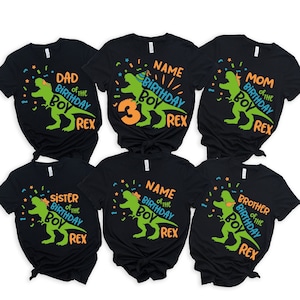 Custom Dinosaur Birthday Boy Shirt, T-Rex Birthday Boy Shirt, Custom Dinosaur Family Birthday Party Shirt, Personalized Birthday Boy Shirt