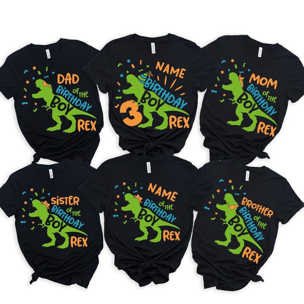 Custom Dinosaur Birthday Boy Shirt, T-Rex Birthday Boy Shirt, Custom Dinosaur Family Birthday Party Shirt, Personalized Birthday Boy Shirt