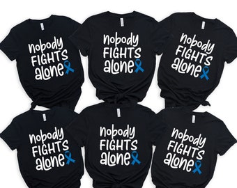 Nobody Fights Alone Shirt, Prostate Cancer Awareness Shirt, Prostate Cancer Support Shirt, Light Blue Ribbon Shirt, Prostate Cancer Shirt