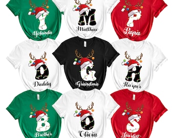 Personalized Christmas Shirt, Custom Name Christmas Shirt, Reindeer Christmas Shirt, Holiday Family Shirt