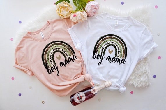 Boy Mama Leopard Rainbow Shirt, Leopard Mom Shirt, Birthday Mom Gift Shirt, Mothers Day Shirt, Boy Mama Shirt, Leopard T-Shirt, Mom Shirt