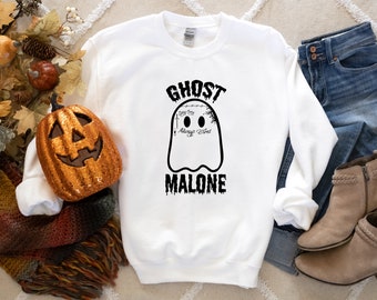 Ghost Malone Halloween Sweatshirt, Halloween Sweatshirt, Boo Shirt, Halloween Shirts, Spooky Season, Cute Ghost Sweatshirt, Halloween Gifts