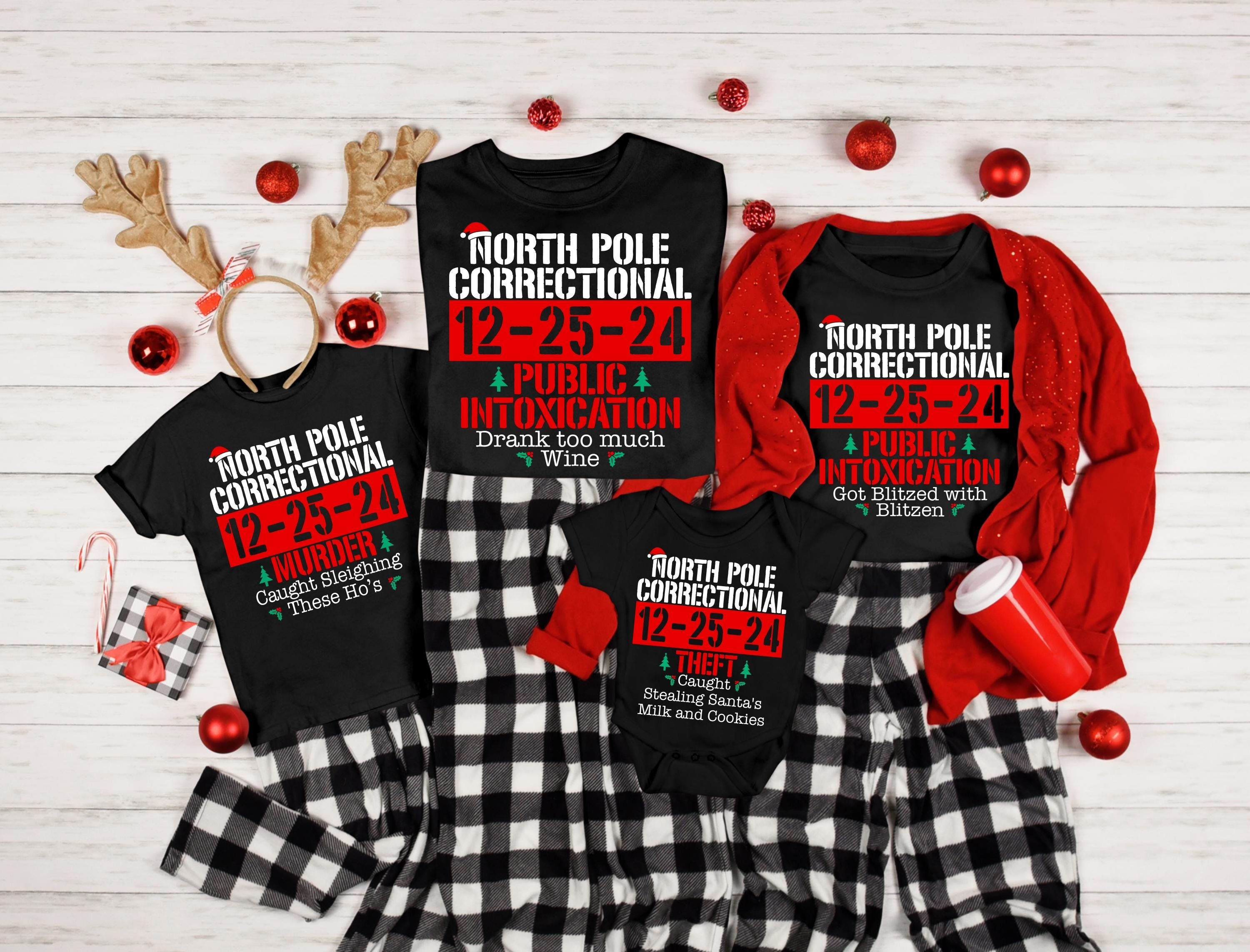 Custom North Pole Correctional Christmas Shirt, Funny Family Matching Christmas Shirt, Christmas Shirt, North Pole Correctional Shirt