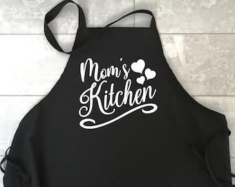 Mom's Kitchen Apron , Mother Day's Gift, Chef Mom Apron, Gift For Mom, Birthday Mom Gift, Mom Kitchen Apron, Funny Mom Gift Apron