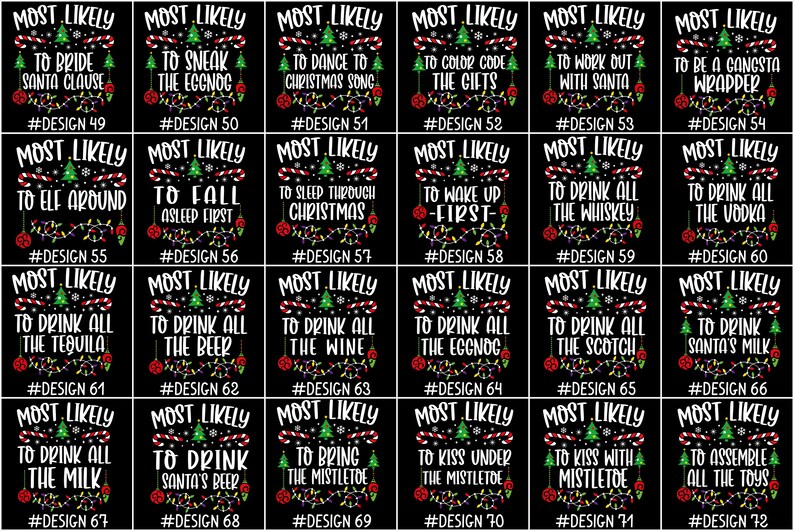 144 Quotes Most Likely to Christmas Shirt, Family Matching Christmas T
