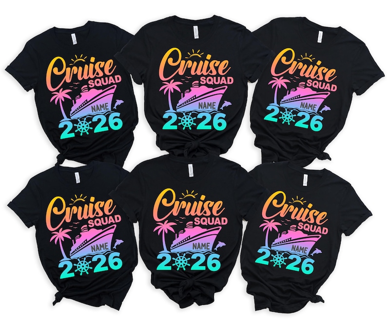 Personalized Colorful Cruise Squad 2026 Shirt, Cruise Squad Shirt, 2026 Cruise Shirt, Birthday Cruise Shirt, Family Custom Cruise Shirt imagem 1